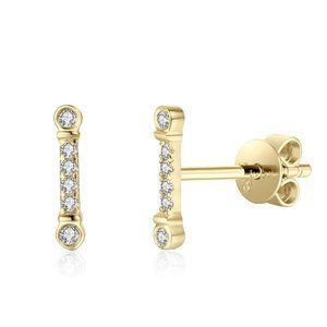 Real Diamond Simple Stud Earrings Yellow Gold